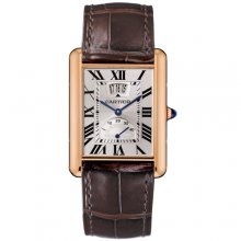 Cartier Tank Louis power reserve mens watch W1560003 18K pink gold brown leather strap